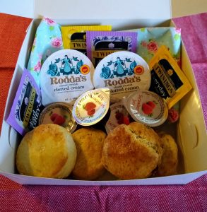 Cream Tea Boxes with homemade scones. Available in Cardiff